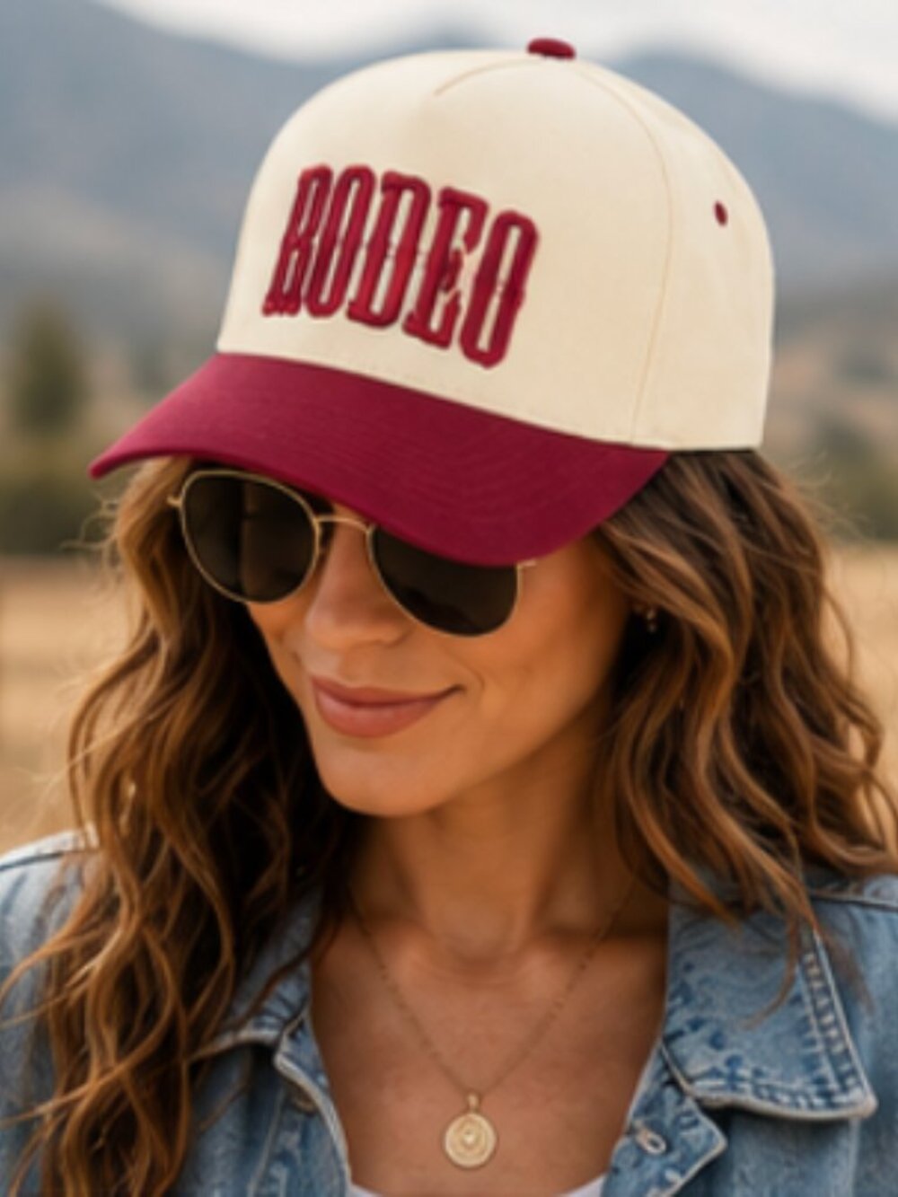 NWT Rodeo Brown Puff Embroidered Trucker Hat Adjustable Mesh Snapback Cap
